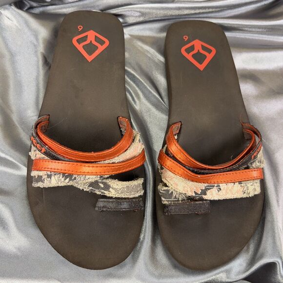 Reef Flip Flop Slides Women's 6 Toe Loop Cushion Sandals Brown Orange Red Beach - Picture 12 of 12